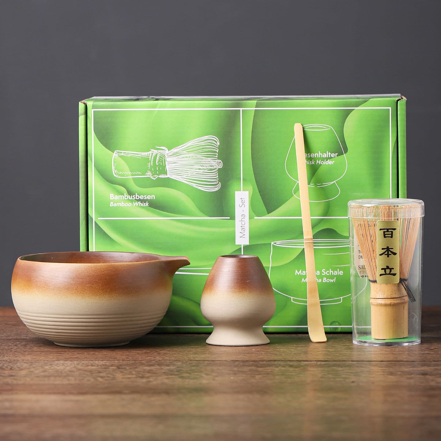 Japanese Matcha Tea Set with Tea Brush, Song Dynasty Tea Whisking Tools Three-Piece Set, Bamboo Chasen, Cross-Border 2025 New Model