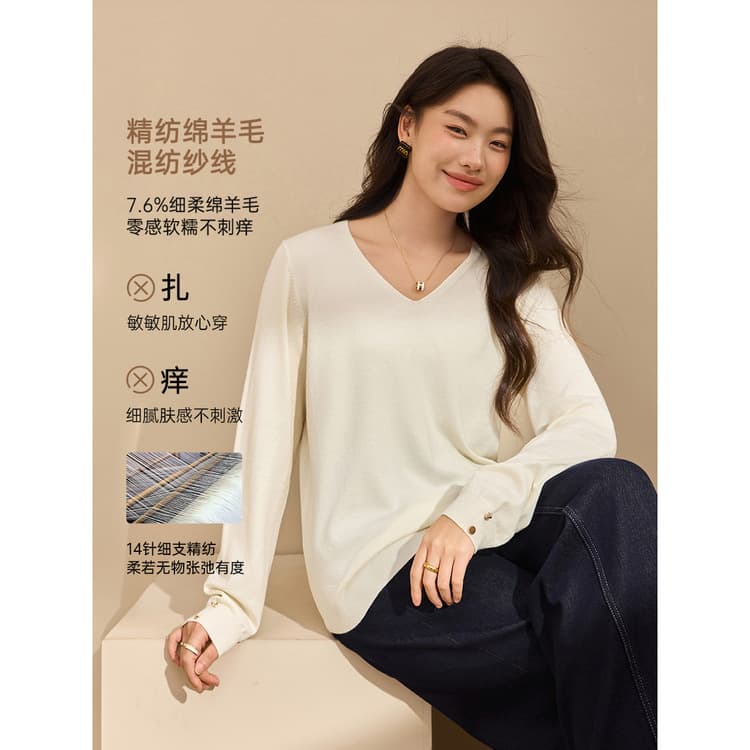 Love Letter Cozy Soft Solid Round Neck Knit Top Xianli Xiu Plus Size Women's Plus Size Autumn New