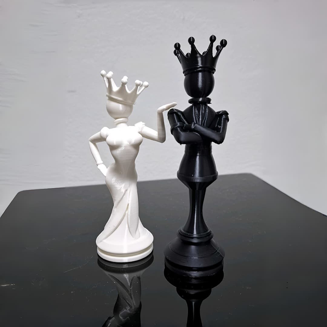 Cross-border Chess King and Queen Statues Home Office Desktop 3D Printing Ornaments Creative Decorations