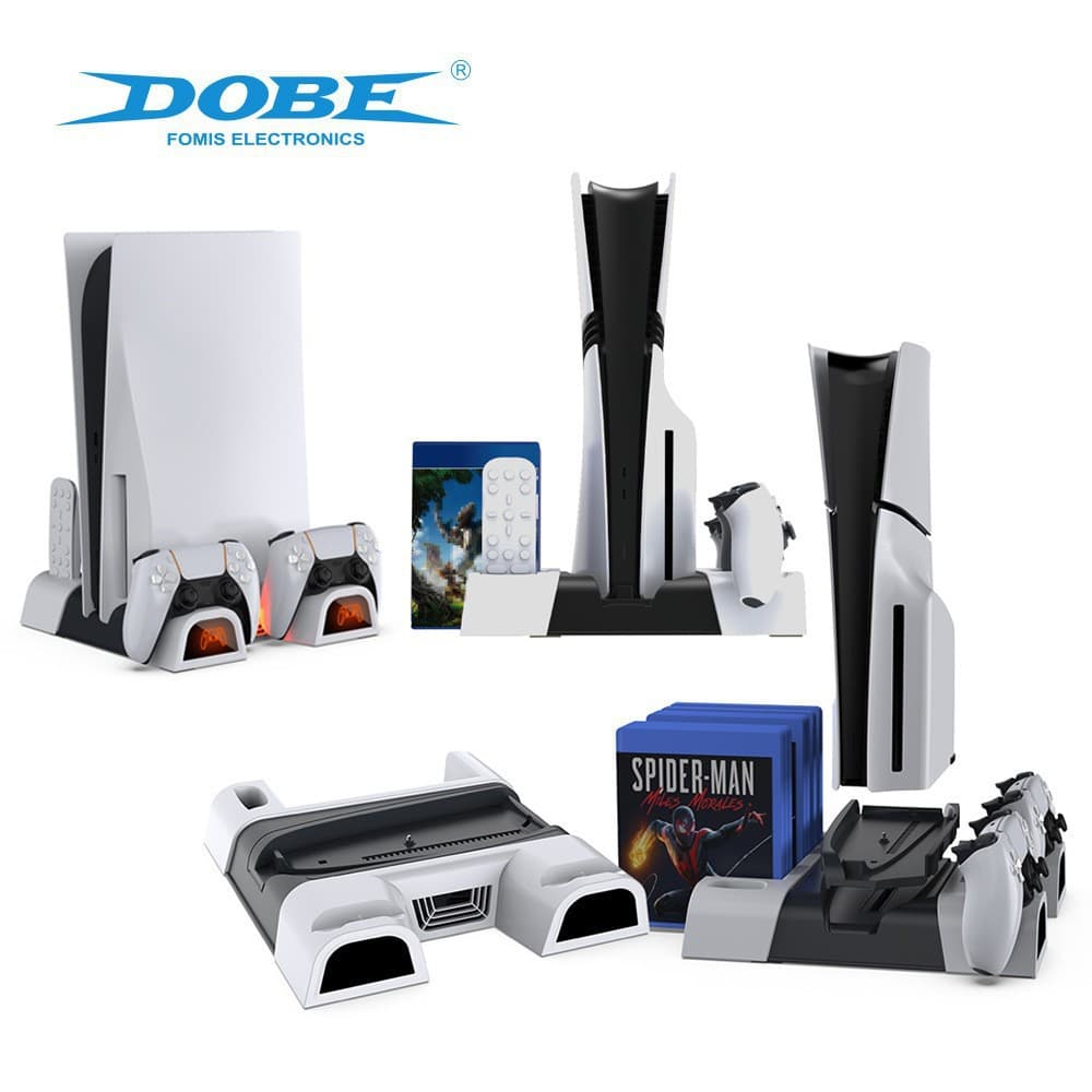 PS5 Pro / PS5 Slim / PS5 Console Cooling Stand + Disc Storage Rack + Controller Charger for PS5 Pro Console