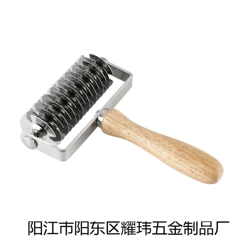 Baking Tools Manufacturer Has In-Stock Stainless Steel Pizza Roller Knife with Wooden Handle, Pastry Roller Knife, Pizza Lattice Knife
