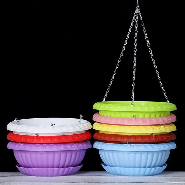 Green Luo Flower Pot Large Flower Pot Resin Plastic Thickened Hanging Basket Pot Balcony Flower Pot Green Plant Pot Succulent Pot