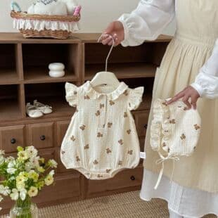 Korean-style Baby Summer Clothes Thin Cotton Cute Bear Newborn Bodysuit Baby Girl Romper Class A