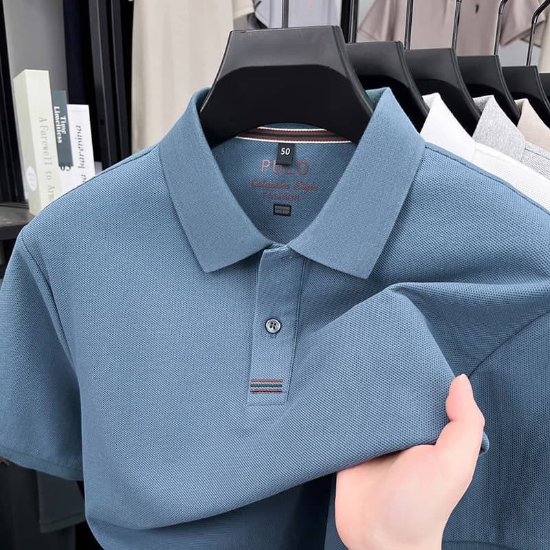 100% Pearl Cotton Men's Polo Shirt Short-Sleeve Lapel T-Shirt Summer Business Casual Dad Suit Premium Style