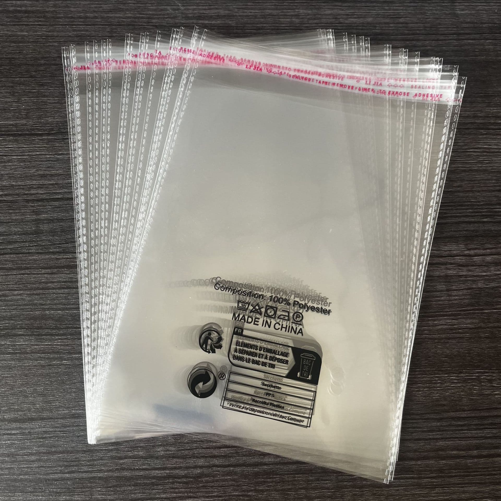 Temu Shein Cross-Border Custom Eco Labels, EU Thickened Warning Universal Packaging Bags, PP5 Transparent Self-Adhesive Bags