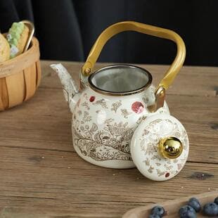 Thickened Enamel Kettle for Hot and Cold Water, Tea Pot, Restaurant Coffee Pot with Strainer, Boiling Water Kettle