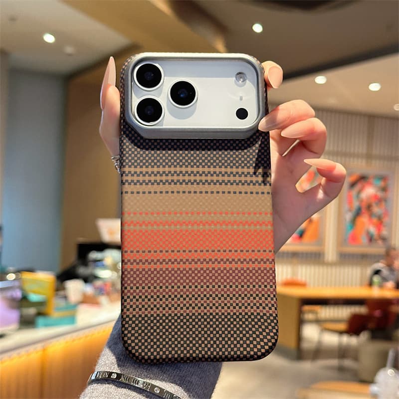 Suitable for iPhone 17 Kevlar Mobile Phone Case Apple 16 Water Sticker Carbon Fiber 15 Pro Max Frosted Hard Protective Cover