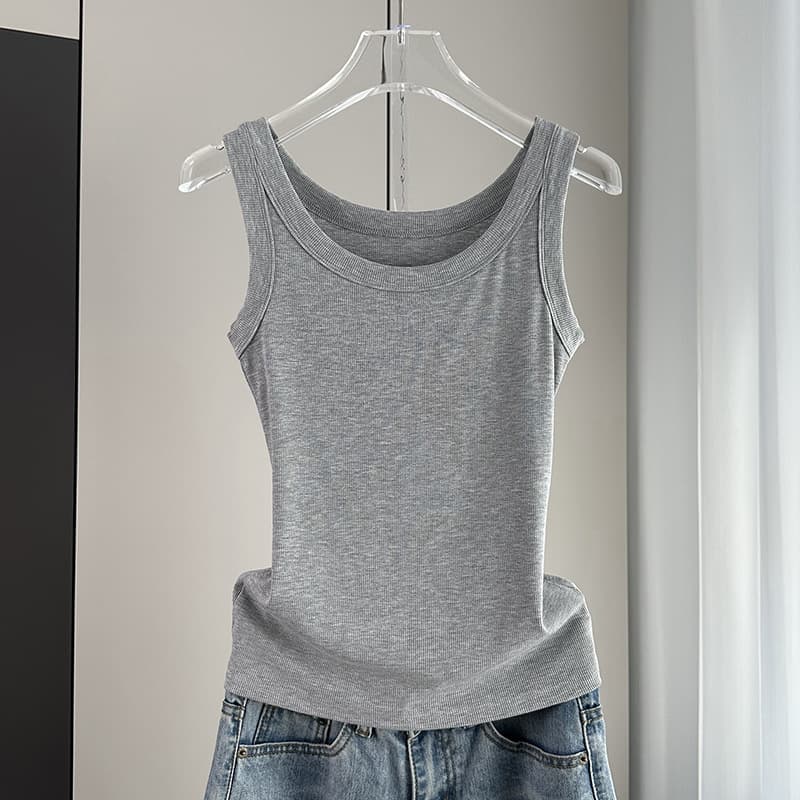 Side-Boob Cover Camisole, 2025 Spring/Summer New Ribbed Slim Fit Versatile Outerwear or Suit Inner Top