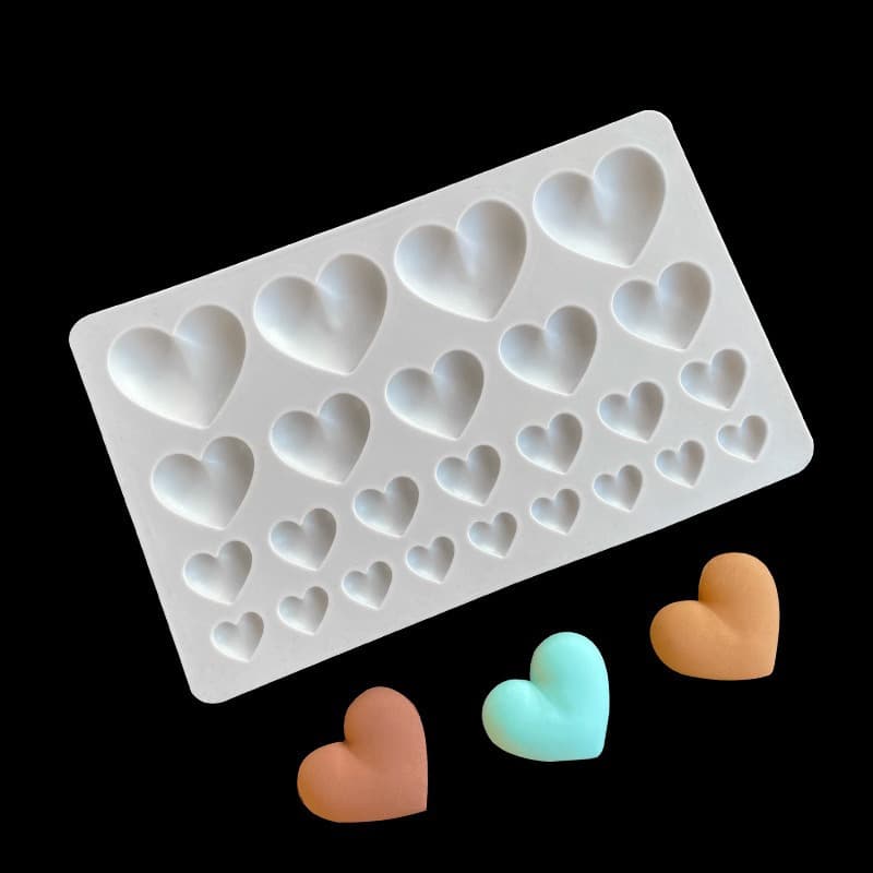 DIY Large and Small Heart Silicone Mold for Desserts, Chocolate Decorations, Fondant, Valentine's Day Cake Heart Inserts and Edging