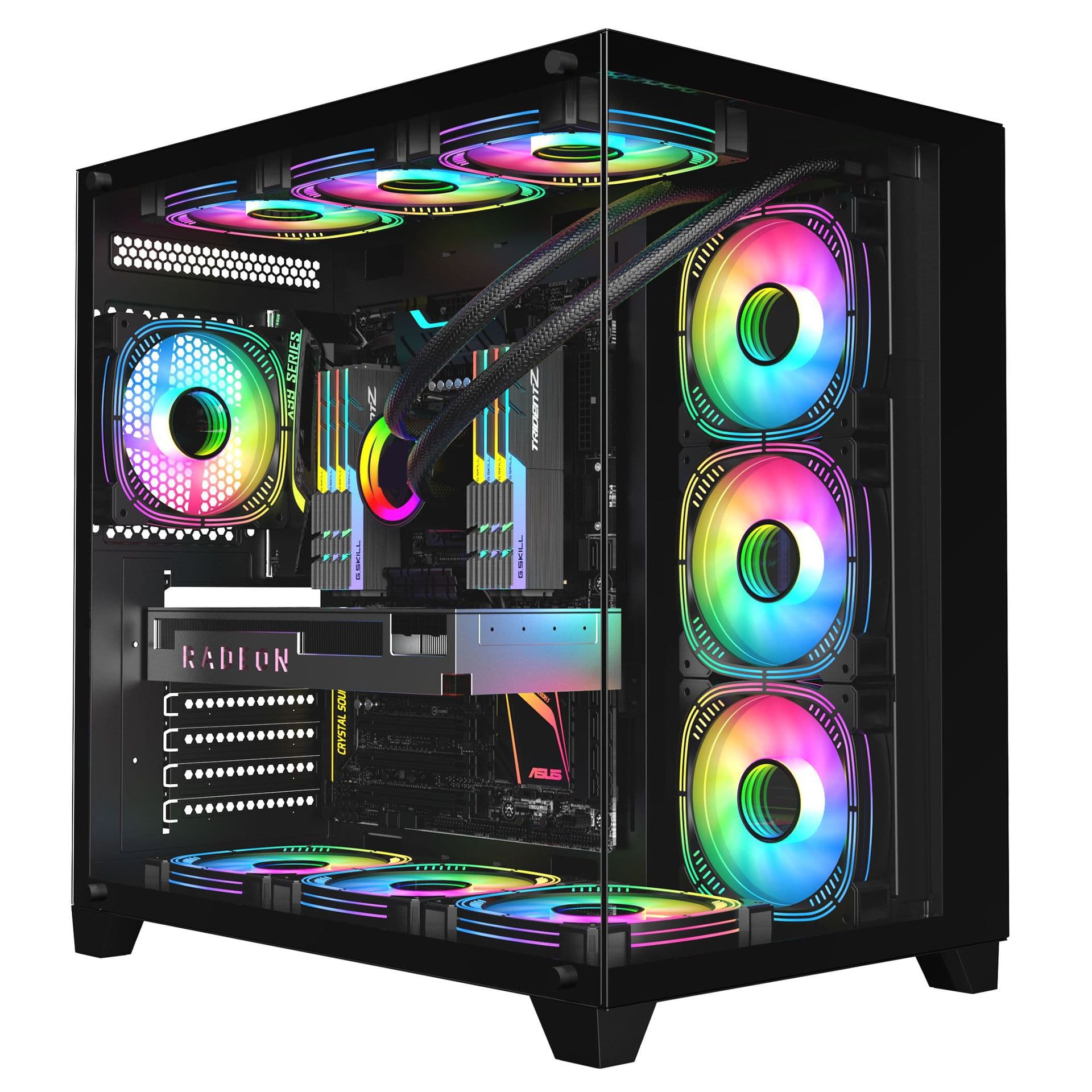 Panoramic Side-Transparent Seaview Room ProMAX PC Case Desktop 410MM GPU Length Gaming Case