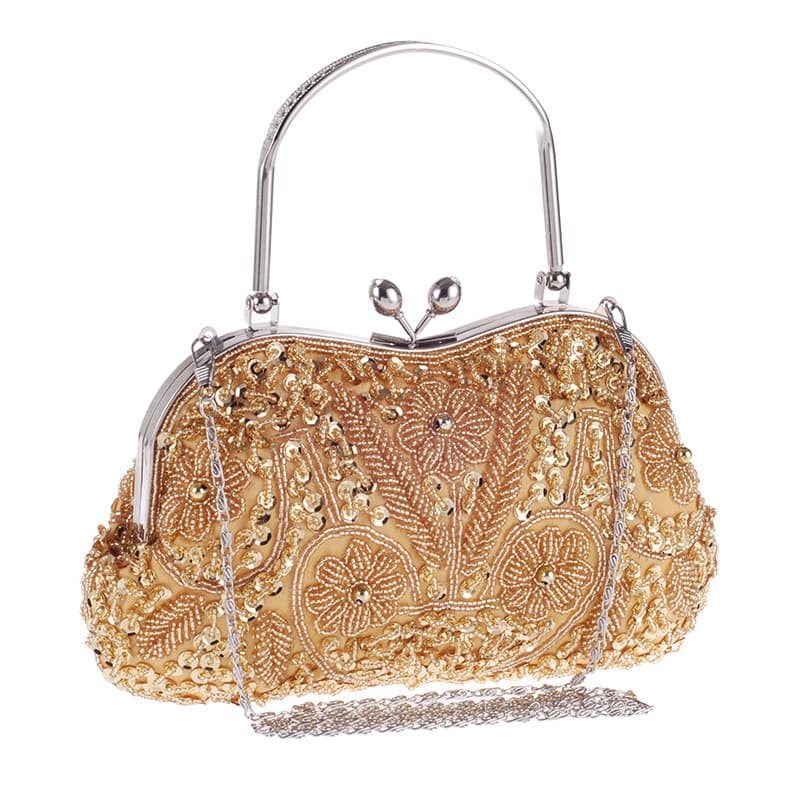 Elegant Beaded Evening Bag Shanghai Style Cheongsam Bridal Handbag Ladies Clutch for Dinner Parties Soft Polyester Material