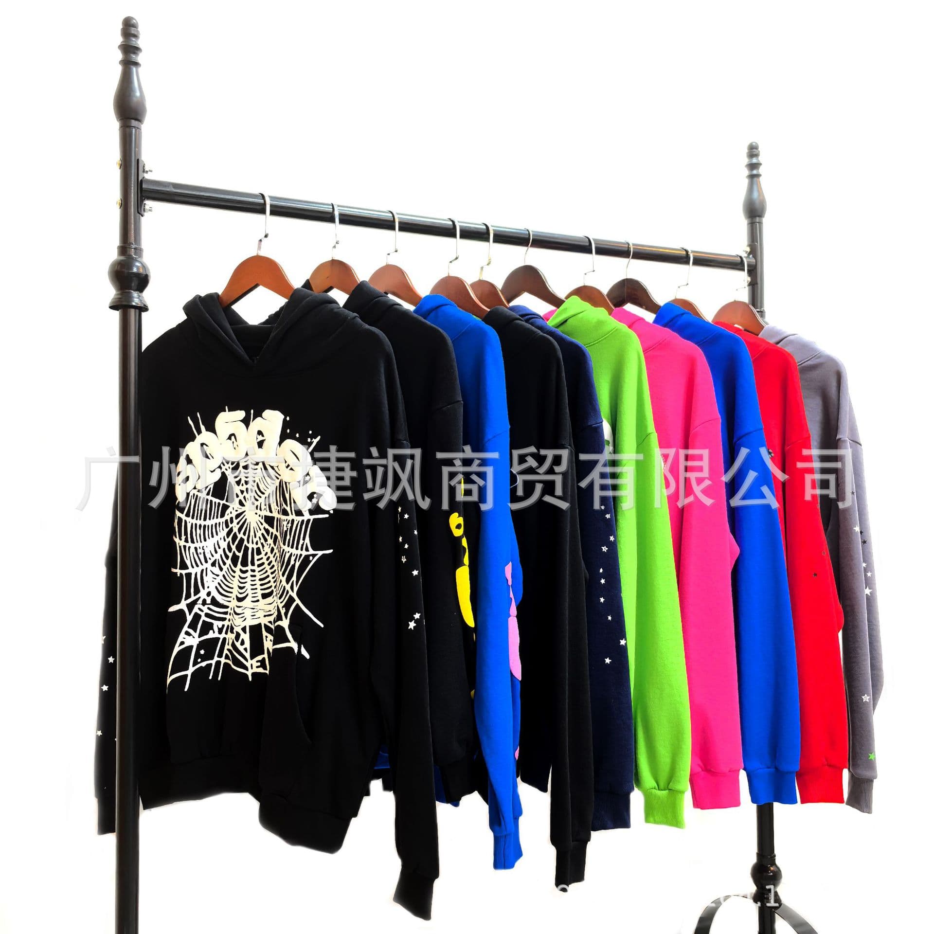 Overseas Popular Heavyweight 450G Thick Fleece Hoodie with Foam Print Spider Sp5der Sweatshirt