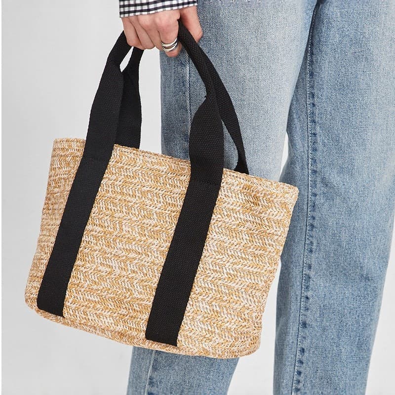 Korean New Style Straw Bag Women Casual Beach Bag Handbag Simple Fresh Tote Straw Woven Bag