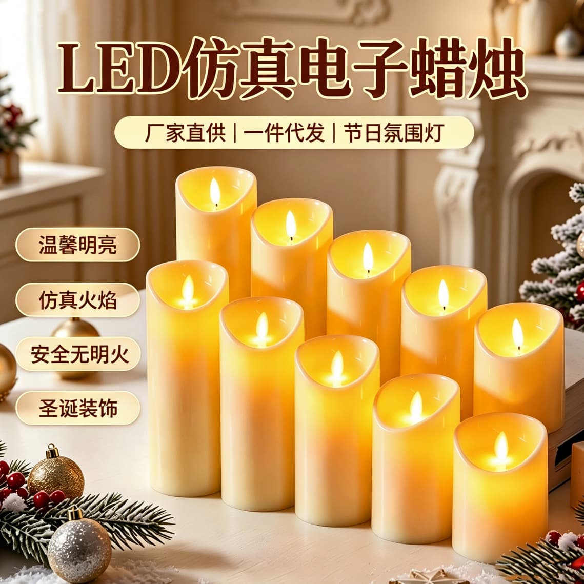 Rechargeable remote control LED electronic candle simulation swing plastic fake candle smokeless wedding road leading home atmosphere light