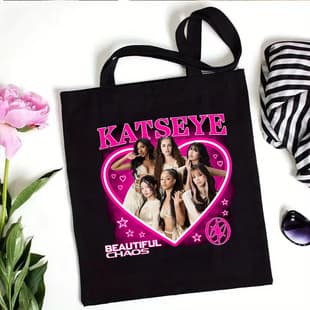 Katseye Korean Girl Group Printed Canvas Bag, Amazon Hot Selling Shoulder Tote Shopping Bag, Lightweight and Trendy
