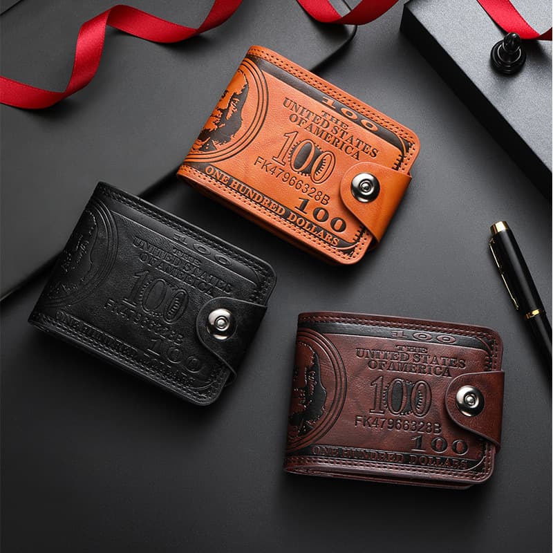 Foreign Trade Men's Wallet Retro American Style Bifold Coin Purse for Teens Trendy Multi-functional Men's Card Holder Case