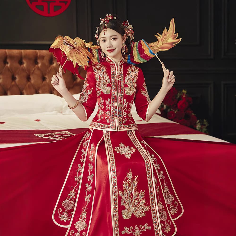 Xiuhe Suit 2025 New Style Bride Chinese Wedding Dress Wedding Banquet Dress Petite Plus Size Summer Xiuhe Suit