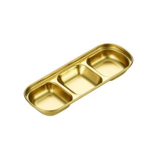Stainless Steel Korean Multi-grid Dip Dish Gold Dip Dish Hot Pot Dip Dish Sauce Dish BBQ Tableware Two Grids