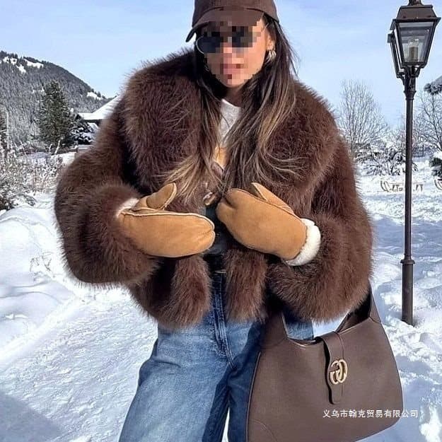 Cross-Border Imitation Fur Coat Women's Short Fashion Imitation Fox Fur Top New Style Autumn/Winter Plush Lapel Coat