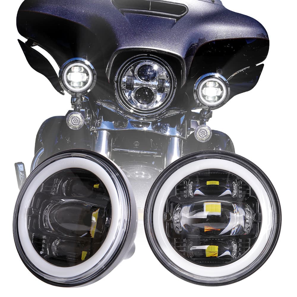 4.5-inch LED Fog Light with Daytime Running Light for Harley-Davidson Motorcycles, Harley Auxiliary Light, Front Bumper Light