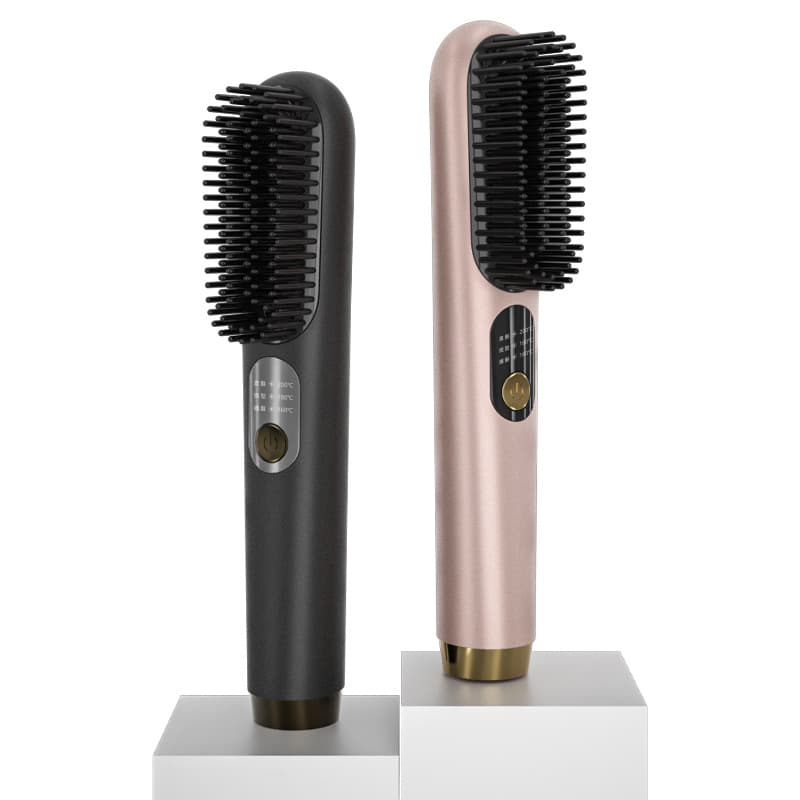 New Wireless Straightening Comb USB Rechargeable Portable Hair Straightener Negative Ion Straightening Comb Straight and Curl 2-in-1 Curling Comb