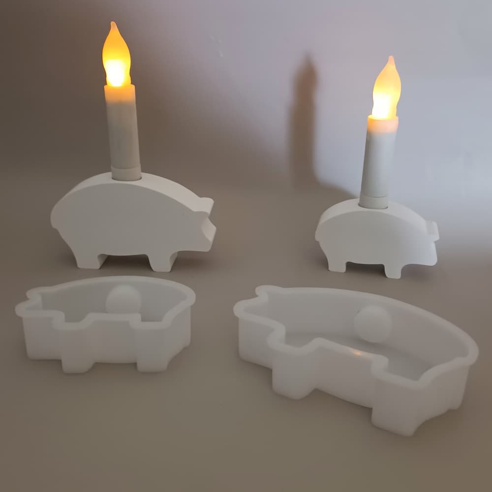 S1334+S1335 Large and small piggy candlestick pendant decorative plaster mold DIY silicone mold