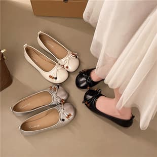 French Bow Flats 2026 Summer New Korean Style Shallow Mouth Casual Shoes Flat Fashion Slip-On Women's Shoes