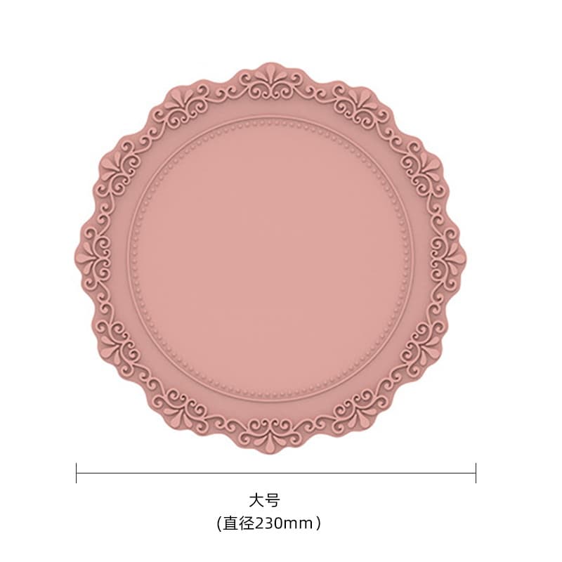 Thickened Heat-Resistant Silicone French Trivet with Lace Edge, Ins Style Vintage Heat Insulation Pad, High-End Imitation Lace Coaster