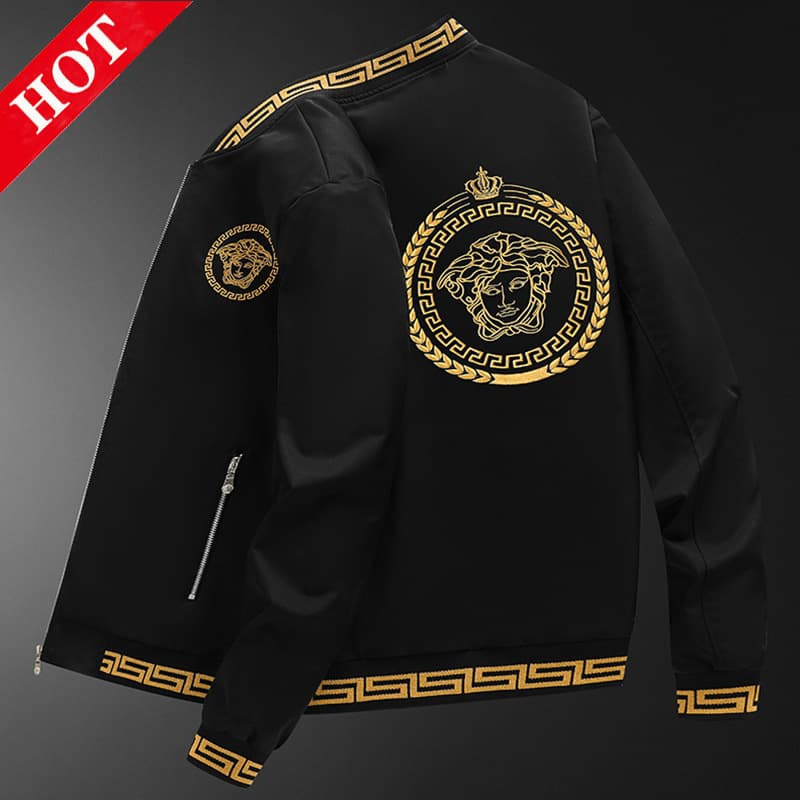 High-End Men's Jacket 2025 New Fashion European Style Men's Clothing Streetwear Embroidered Black Jacket Men's European Trendy
