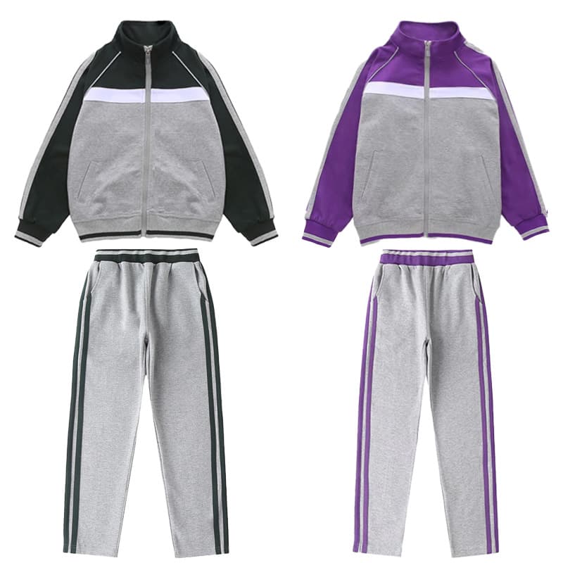 Primary and secondary school student uniform set, college children's class uniform, zip-up jacket, baseball uniform, British style, preschool sports two-piece set