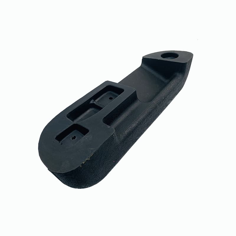 Foam polyurethane black self-skinning custom-shaped PUR armrests, foam-integrated molding with inserts, PU armrest pads