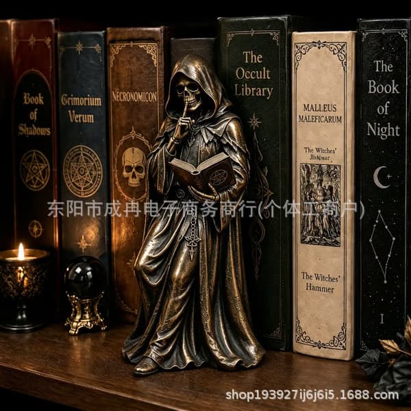 New Cross-Border Gothic Reaper Bookshelf Statue Resin Ornament