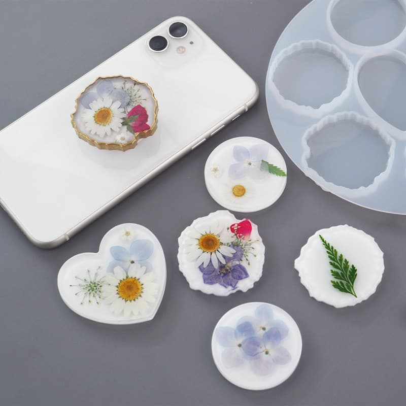 DIY Mobile Phone Holder Glue Mold Irregular Marble Round Handmade Mirror Glue Silicone Mold