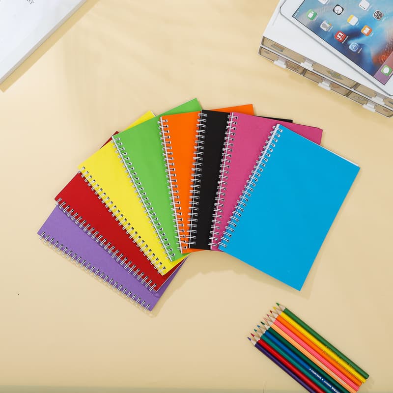 Factory Wholesale A5 Solid Color Simple Spiral Notebook Softcover Journal Multi-Color Student Planner Customizable LOGO