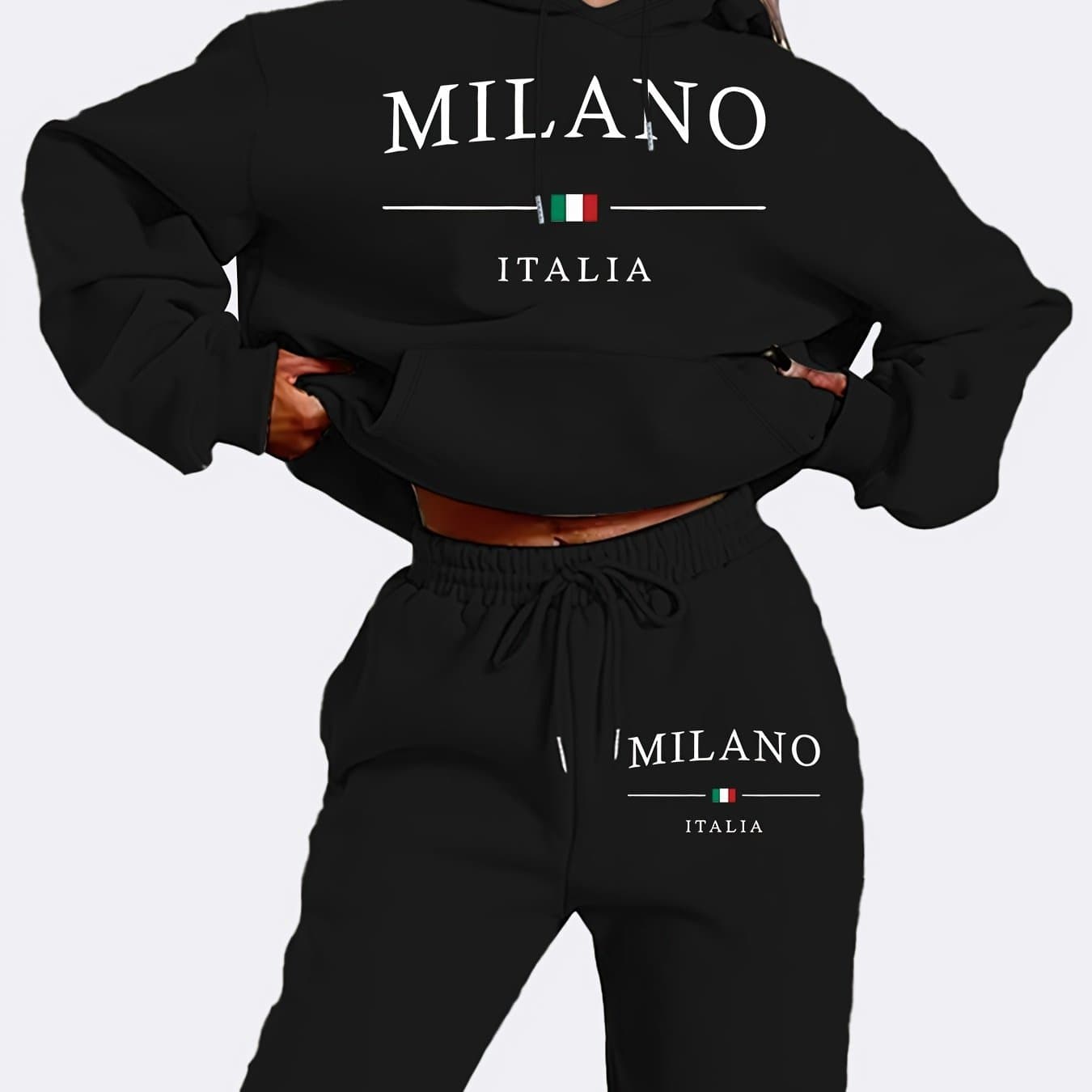 【In Stock Ships Same Day】【Custom Patterns Available】MILANO European and American Trendy Plus Size Fleece Hoodie Set