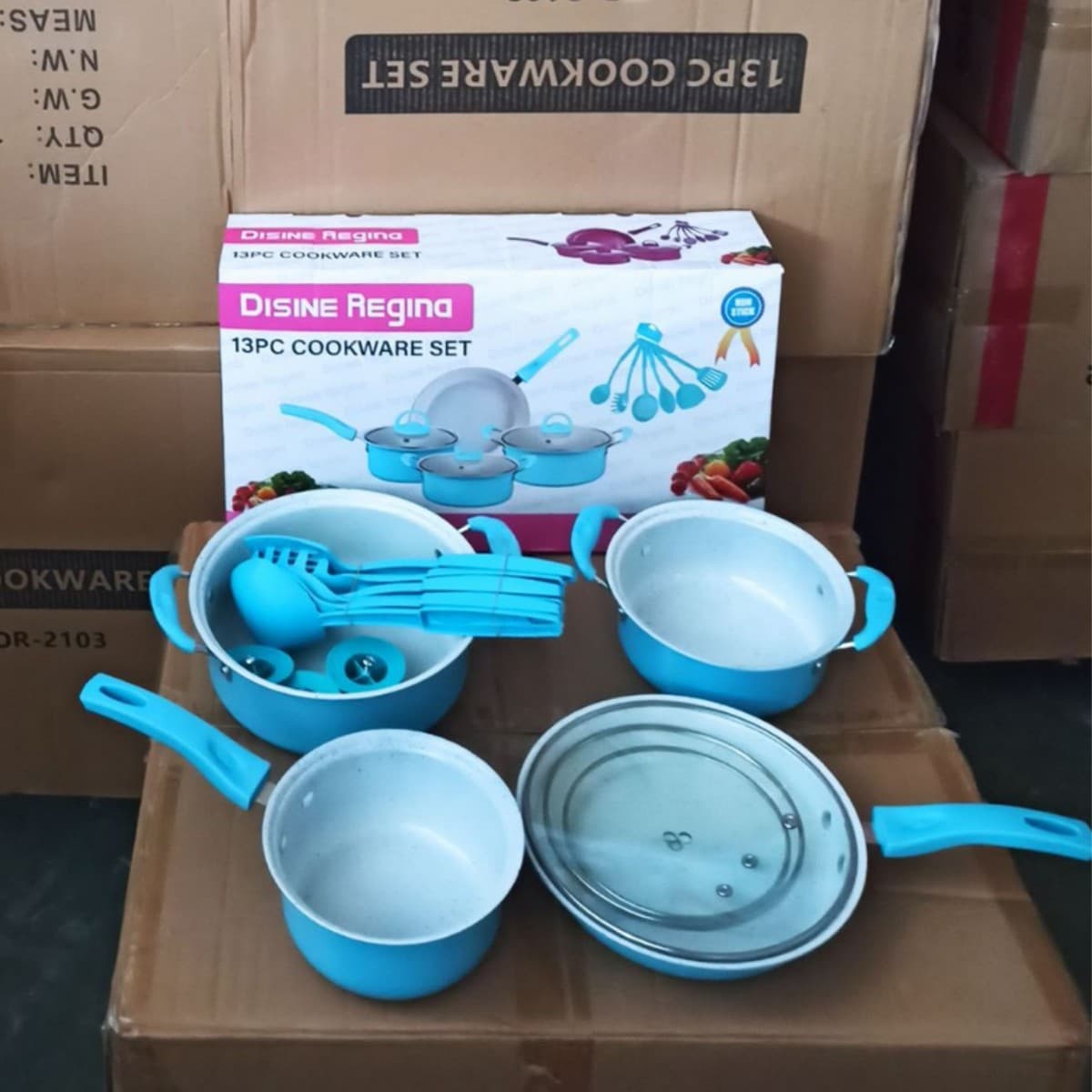 13-piece Maifan Stone Cookware Set (Colorful) - Non-stick Pan, Slow Cooker, Frying Pan, Milk Pan (Cross-border Factory)