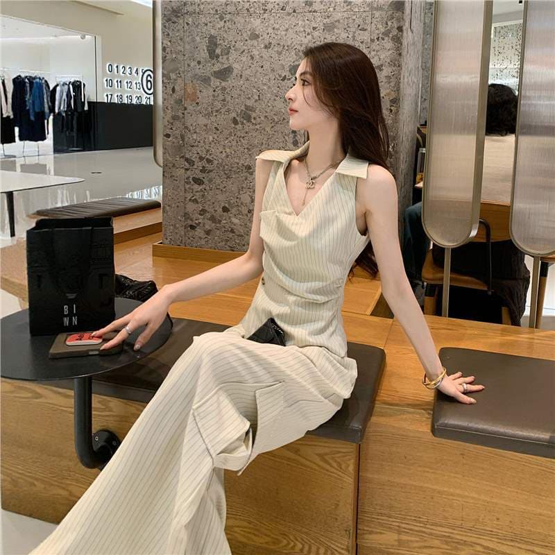 Shenzhen Nanyou 2026 Hot Summer Set Sleeveless Striped Top Cargo Pants Sport Casual Two-Piece Set for Women