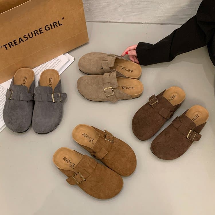 Thick-Soled Closed-Toe Shoes for Women 2025 New Round Toe Slippers Soft Sole Anti-Slip Retro Closed-Toe Slippers for Outdoor Wear