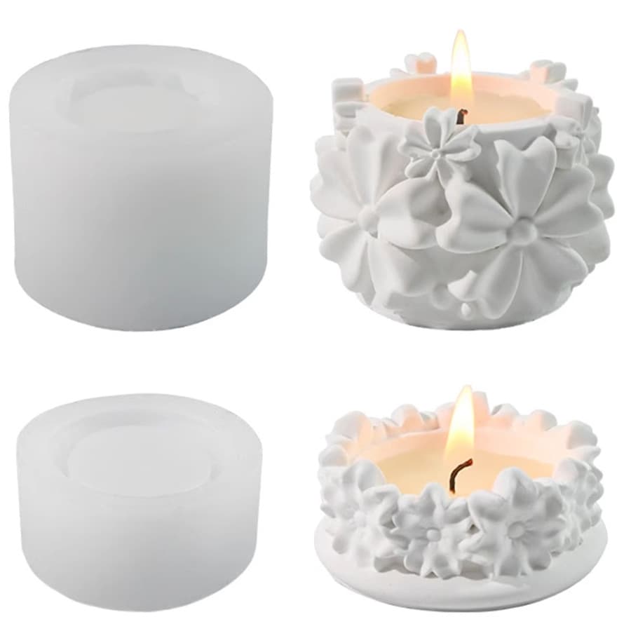 Five-Petal Candle Holder Shape Silicone Mold Soap Silicone Mold Fondant DIY Candle Baking Cake Mold
