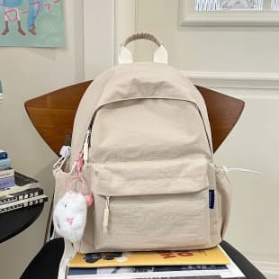 Korean Style Ins Large Capacity Simple Solid Color Backpack Middle High School Student Backpack Men's Japanese Style School Bag Women's College Student