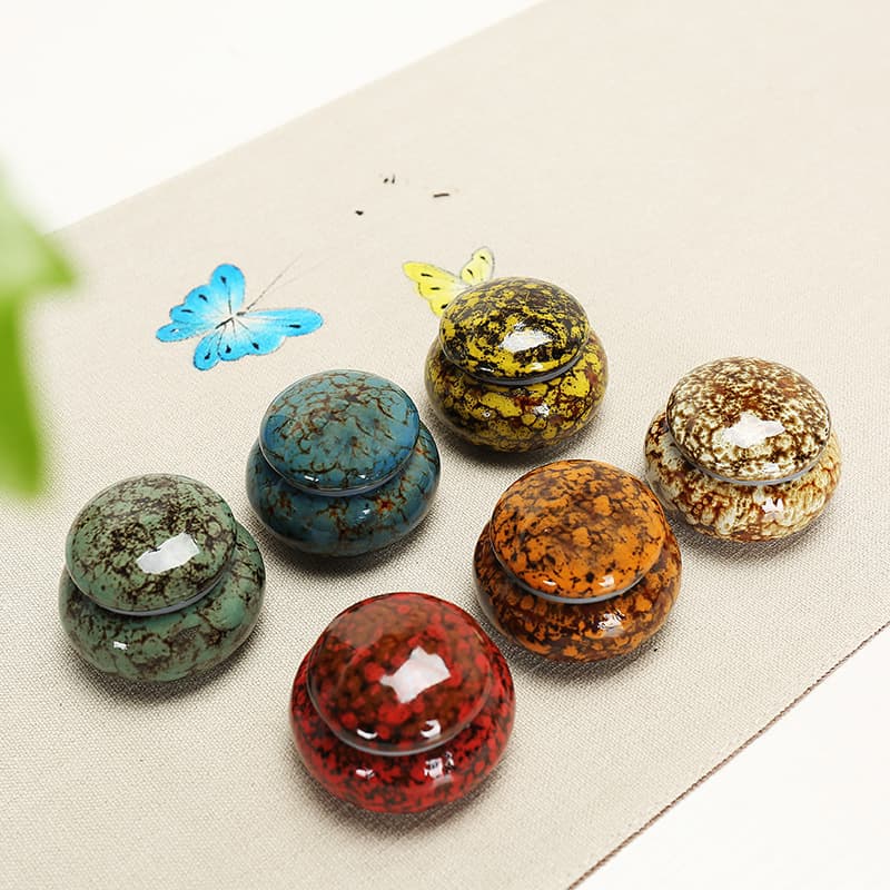 Mini Kiln-fired Ceramic Tea Canister Small Portable Storage Sealed Travel Cream Jar Rouge Powder Canister