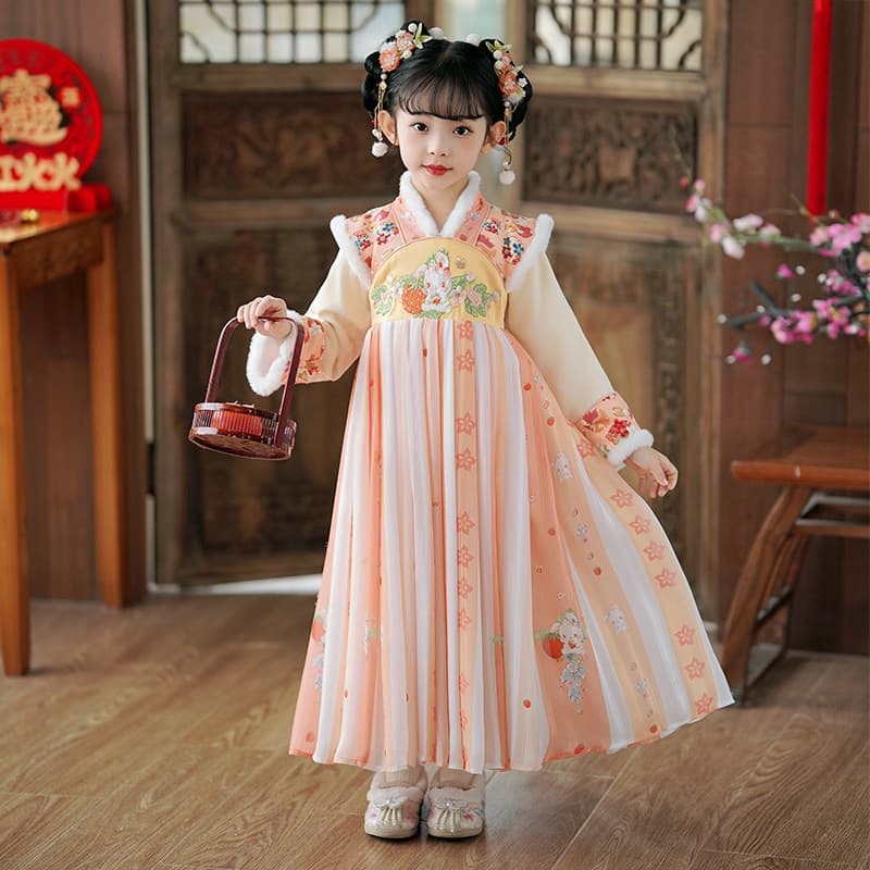 Hanfu for girls, autumn and winter, children's ancient style, 2025 new style, little girl's national style princess dress, New Year's dress, Tang suit