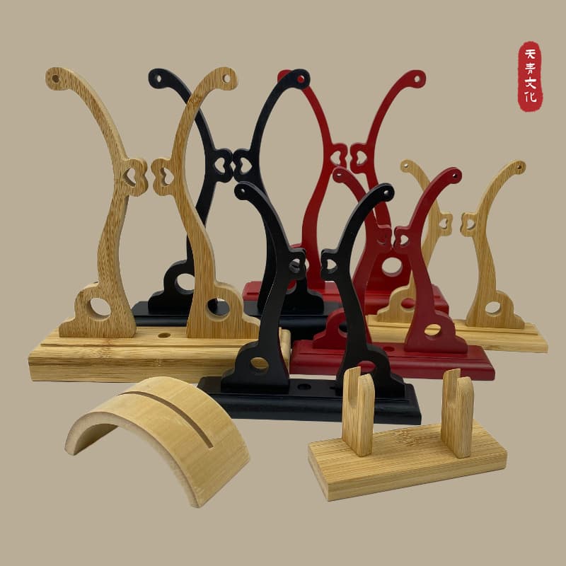 Nanmu Bamboo Lacquer Fan Stand, Ancient Fan Holder, Lacquer Fan Display Support, Non-heritage Material
