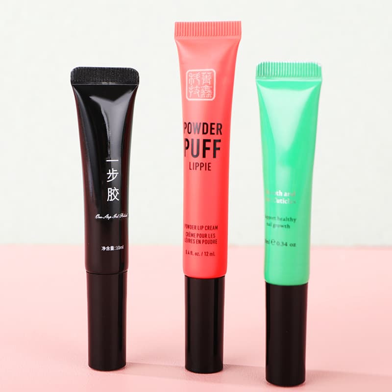Guangzhou nail polish hose packaging material 10ml brush aluminum plastic tube packaging Nail polish rubber hose