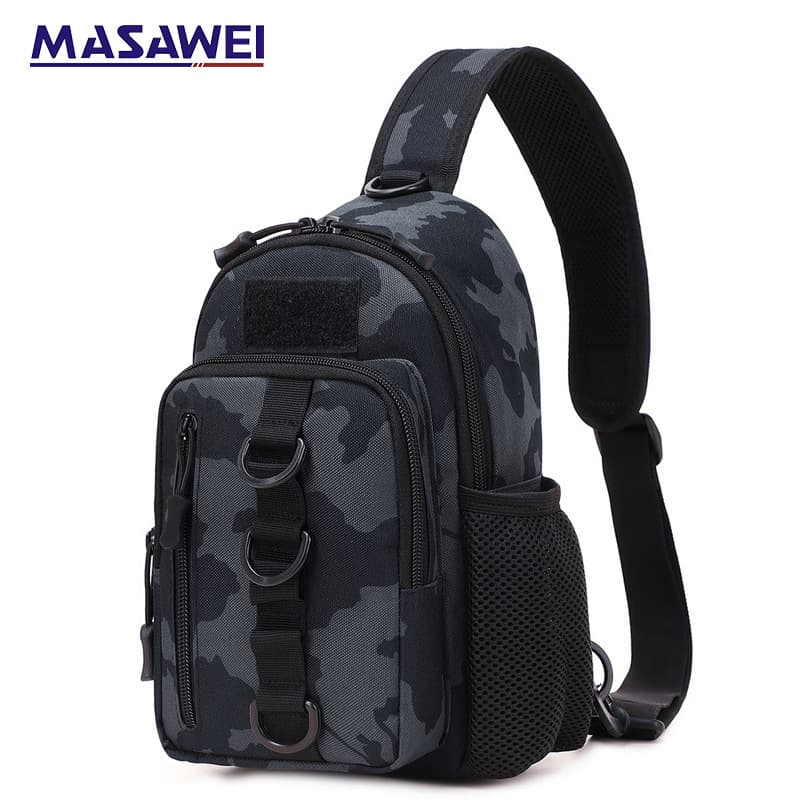 Men's Camouflage Outdoor Tactical Crossbody Bag Large Capacity Nylon Anti-Theft Zipper Casual Travel Leisure Backpack