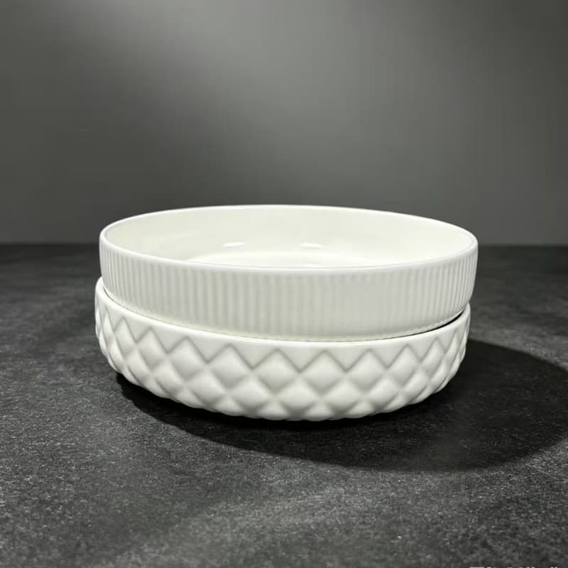 Pure white deep plate ceramic tableware household dish plate underglaze color dish nest plate Japanese dinner plate ceramic plate fruit plate