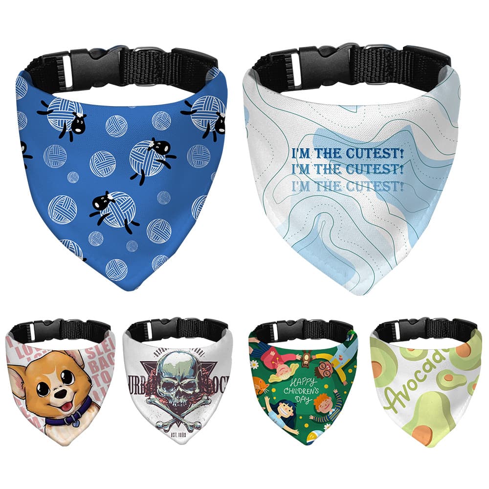 Adjustable Neckband Pet Triangle Scarf for Dogs Blank Bean Boogey Towel Sweatband Heat Transfer Sublimation Wholesale