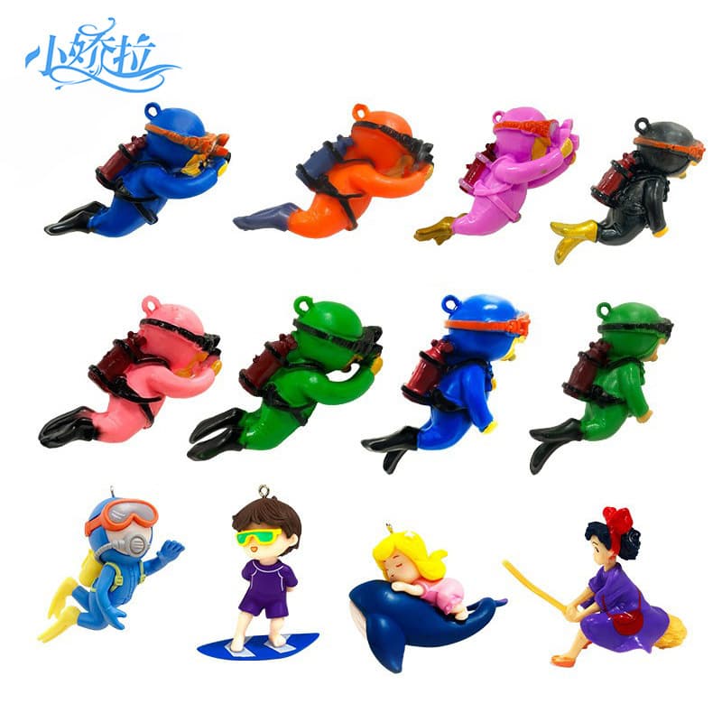 Popular Fish Tank Ornaments Diver Landscaping Decoration Aquarium Gifts PVC Floating Fish Tank Landscaping Package Blue Plus-Size