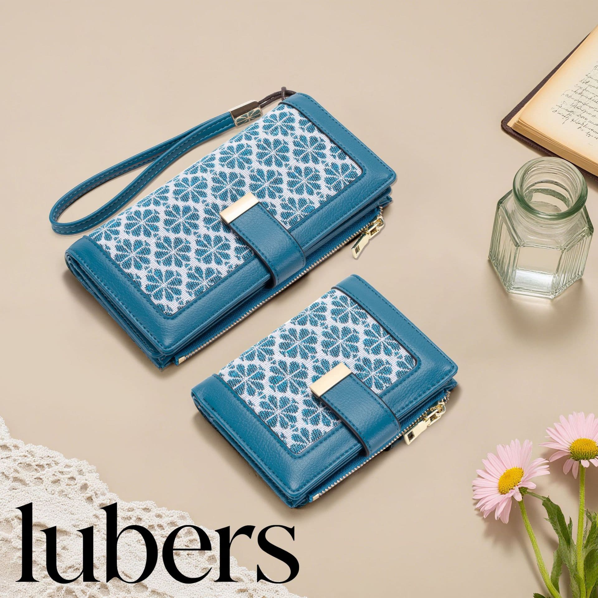 New Canvas Spliced PU Wallet Clutch RFID Anti-Theft Brush Women's Long Wallet Multi-Card Slot Card Holder Short