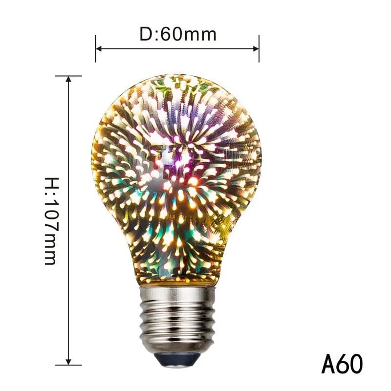 3D Firework Lamp Edison Colorful High-Transparency Glass Firework LED Bulb Creative Bulb for Theme Restaurant